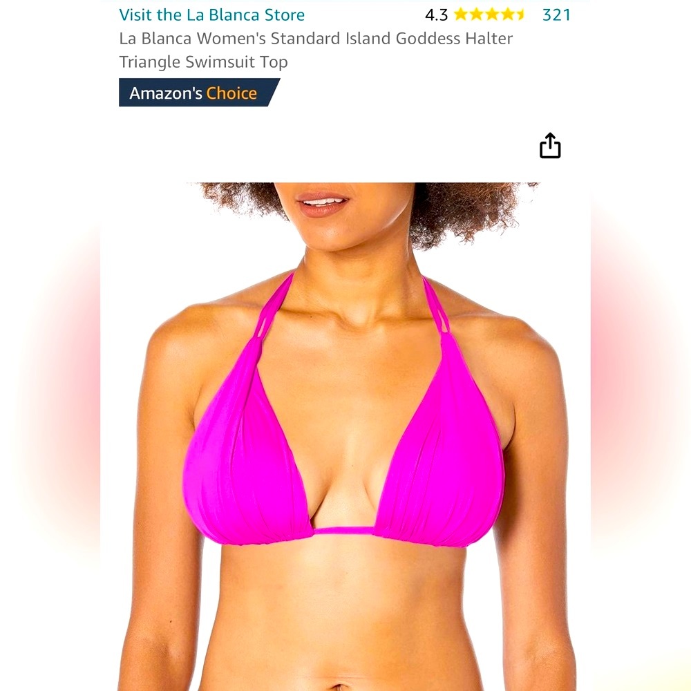 NEW La Blanca Women's Island
Goddess Halter Triangle Swimsuit Top - Orchid